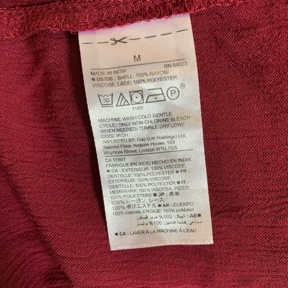 Gap Factory Burgundy Sleeveless Vneck Dress Rayon - Picture 4 of 4